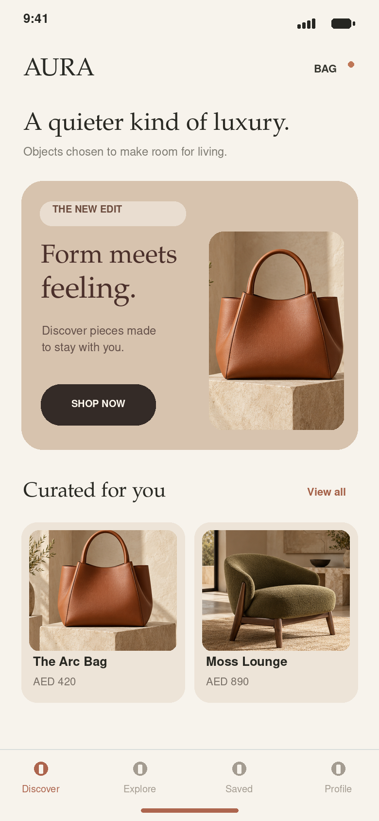 Aura Home app screen