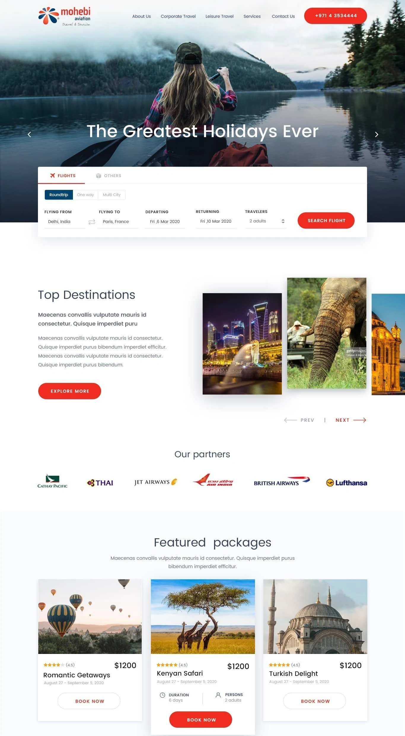 Travel Experience website design